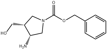 1-PYRROLIDINECARBOXYLIC ACID, 3-AMINO-4-(HYDROXYMETHYL)-, PHENYLMETHYL ESTER, (3R,4R)- Struktur