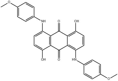 1,5-Dihydroxy-4,8-bis[(4-methoxyphenyl)amino]-9,10-anthracenedione Struktur