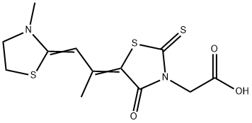 5-[1-METHYL-2-(3-METHYL-2-THIAZOLIDINYLIDENE)ETHYLIDENE]-4-OXO- 2-THIOXO-3- THIAZOLIDINEACETIC ACID Struktur