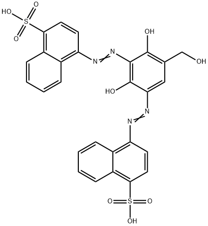 4,4'-[[2,4-dihydroxy-5-(hydroxymethyl)-1,3-phenylene]bis(azo)]bisnaphthalene-1-sulphonic acid Struktur