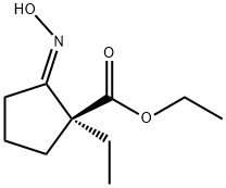 Cyclopentanecarboxylic acid, 1-ethyl-2-(hydroxyimino)-, ethyl ester, (1S,2E)- Struktur