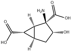 Bicyclo[3.1.0]hexane-2,6-dicarboxylic acid, 2-amino-3-hydroxy-, (1S,2R,3R,5R,6S)- (9CI) Struktur