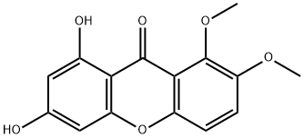 6,8-Dihydroxy-1,2-dimethoxy-9H-xanthen-9-one Struktur