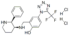 Phenol, 2-[[(2-phenyl-3-piperidinyl)amino]methyl]-4-[5-(trifluoromethyl)-1H-tetrazol-1-yl]-, dihydrochloride, (2S-cis)- Struktur