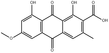 1,8-Dihydroxy-3-methyl-6-methoxy-9,10-dioxo-9,10-dihydroanthracene-2-carboxylic acid Struktur