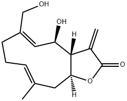 (3aS,4R,5Z,9E,11aS)-3a,4,7,8,11,11a-Hexahydro-4-hydroxy-6-hydroxymethyl-10-methyl-3-methylenecyclodeca[b]furan-2(3H)-one Struktur