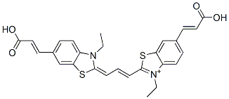 Benzothiazolium,  6-(2-carboxyvinyl)-2-[3-[6-(2-carboxyvinyl)-3-ethyl-2-benzothiazolinylidene]propenyl]-3-ethyl-  (8CI) Struktur