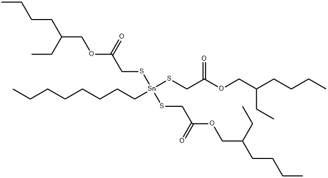 2-ethylhexyl 10-ethyl-4-[[2-[(2-ethylhexyl)oxy]-2-oxoethyl]thio]-4-octyl-7-oxo-8-oxa-3,5-dithia-4-stannatetradecanoate  Struktur