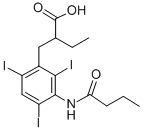 2-[3-(butyrylamino)-2,4,6-triiodobenzyl]butyric acid Struktur