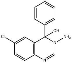 3-amino-6-chloro-3,4-dihydro-4-phenylquinazolin-4-ol Struktur