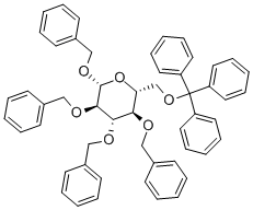 6-O-Trityl-1,2,3,4-tetra-O-benzyl-β-D-glucopyranose Struktur