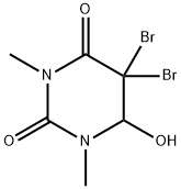 5,5-Dibromo-6-hydroxy-1,3-dimethyl-5,6-dihydrouracil Struktur