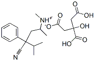 (3-cyano-2-methyl-3-phenylhexane-5-yl)dimethylammonium dihydrogen (2-hydroxypropane-1,2,3-tricarboxylate)  Struktur