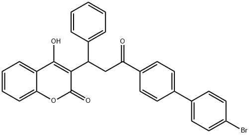 3-[3-(4'-bromo[1,1'-biphenyl]-4-yl)-3-oxo-1-phenylpropyl]-4-hydroxy-2-benzopyrone  Struktur