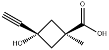 Cyclobutanecarboxylic acid, 3-ethynyl-3-hydroxy-1-methyl-, cis- (9CI) Struktur