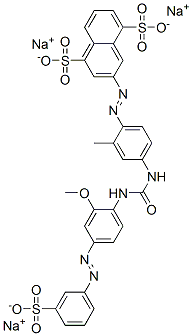 trisodium 3-[[4-[[[[2-methoxy-4-[(3-sulphonatophenyl)azo]phenyl]amino]carbonyl]amino]-o-tolyl]azo]naphthalene-1,5-disulphonate Struktur