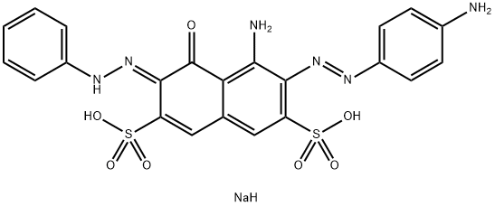 aMMoniuM (E)-5-aMino-6-((E)-(4-aMinophenyl)diazenyl)-4-oxo-3-(2-phenylhydrazono)-3,4-dihydronaphthalene-2,7-disulfonate Struktur