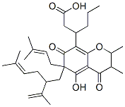 3-[6,7-Dihydro-2,3-dimethyl-4,7-dioxo-5-hydroxy-6-(2-isopropenyl-5-methyl-4-hexenyl)-6-(3-methyl-2-butenyl)chroman-8-yl]hexanoic acid Struktur