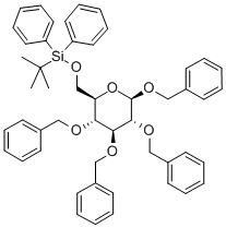 6-O-(tert.-Butyldiphenylsilyl)-1,2,3,4-tetra-O-benzyl-β-D-glucopyranose Struktur