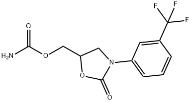 2-Oxo-3-[3-(trifluoromethyl)phenyl]-5-oxazolidinylmethyl=carbamate Struktur