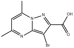 3-bromo-5,7-dimethylpyrazolo[1,5-a]pyrimidine-2-carboxylic acid(SALTDATA: FREE) Struktur