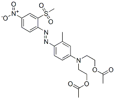 2,2'-[[4-[[2-(methylsulphonyl)-4-nitrophenyl]azo]-m-tolyl]imino]bisethyl diacetate Struktur