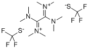 N,N'-[1,2-BIS(DIMETHYLAMINO)-1,2-ETHANEDIYLIDENE]BIS[N-METHYLMETHANAMINIUM], BIS TRIFLUOROMETHANETHIOLATE Struktur