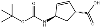 (1R,4R)-4-(tert-butoxycarbonylamino)cyclopent-2-enecarboxylic  acid Structure