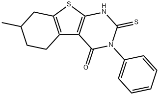 2-MERCAPTO-7-METHYL-3-PHENYL-5,6,7,8-TETRAHYDRO-3H-BENZO[4,5]THIENO[2,3-D]PYRIMIDIN-4-ONE Struktur