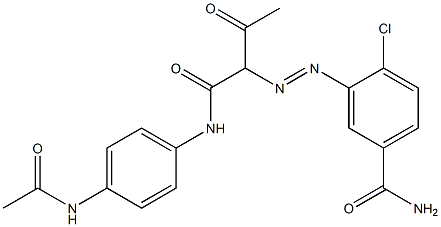 4'-acetamido-2-[(5-carbamoyl-2-chlorophenyl)azo]acetoacetanilide     Struktur