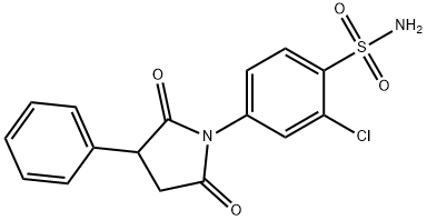 2-Chloro-4-(2,5-dioxo-3-phenyl-1-pyrrolidinyl)benzenesulfonamide Struktur