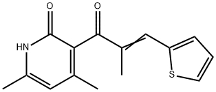 4,6-dimethyl-3-[2-methyl-3-(2-thienyl)acryloyl]-2(1H)-pyridinone Struktur