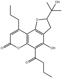 2,3-Dihydro-4-hydroxy-2-(1-hydroxy-1-methylethyl)-5-(1-oxobutyl)-9-propyl-7H-furo[2,3-f][1]benzopyran-7-one Struktur