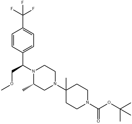 tert-butyl 4-((S)-4-((R)-2-Methoxy-1-(4-(trifluoroMethyl)phenyl)ethyl)-3-Methylpiperazin-1-yl)-4-Methylpiperidine-1-carboxylate Struktur