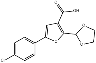 5-(4-chlorophenyl)-2-(1,3-dioxolan-2-yl)-3-furoic acid Struktur