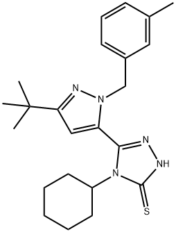 5-[3-(TERT-BUTYL)-1-(3-METHYLBENZYL)-1H-PYRAZOL-5-YL]-4-CYCLOHEXYL-4H-1,2,4-TRIAZOLE-3-THIOL Struktur