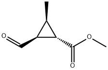 Cyclopropanecarboxylic acid, 2-formyl-3-methyl-, methyl ester, (1S,2S,3R)- (9CI) Struktur