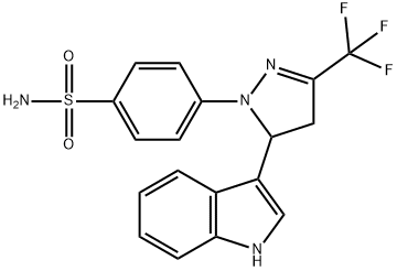 4-[4,5-DIHYDRO-5-(1H-INDOL-3-YL)-3-(TRIFLUOROMETHYL)-1H-PYRAZOL-1-YL]-BENZENESULFONAMIDE Struktur