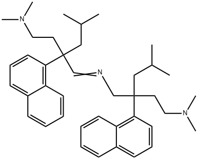 N-[4-(Dimethylamino)-2-isobutyl-2-(1-naphtyl)butylidene]-2-isobutyl-N',N'-dimethyl-2-(1-naphtyl)-1,4-butanediamine Struktur