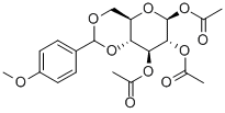 4,6-Di-O-(p-methoxybenzylidene)-1,2,3-tri-O-acetyl-β-D-glucopyranose Struktur