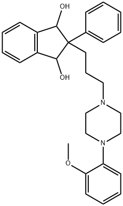 2-[3-[4-(2-methoxyphenyl)piperazin-1-yl]propyl]-2-phenyl-1,3-dihydroin dene-1,3-diol Struktur