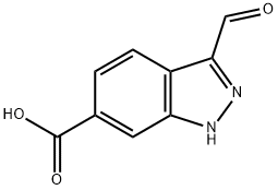 1H-Indazole-6-carboxylic acid, 3-forMyl- Struktur