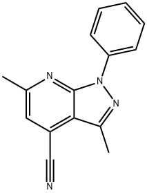 1H-Pyrazolo[3,4-b]pyridine-4-carbonitrile,  3,6-dimethyl-1-phenyl- Struktur