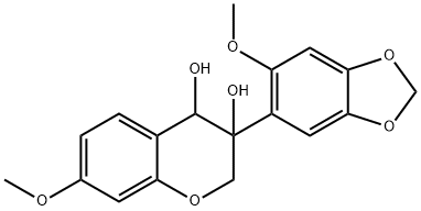 3-(6-Methoxy-1,3-benzodioxol-5-yl)-7-methoxy-3,4-dihydro-2H-1-benzopyran-3,4-diol Struktur