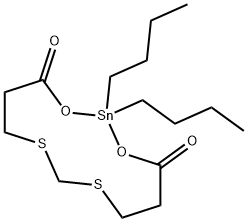 2,2-Dibutyl-1,3-dioxa-7,9-dithia-2-stannacyclododecane-4,12-dione Struktur