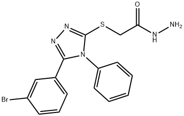 2-{[5-(3-bromophenyl)-4-phenyl-4H-1,2,4-triazol-3-yl]thio}acetohydrazide Struktur