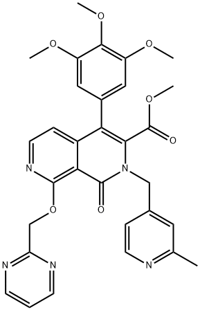 1,2-DIHYDRO-2-[(2-METHYL-4-PYRIDINYL)METHYL]-1-OXO-8-(2-PYRIMIDINYLMETHOXY)-4-(3,4,5-TRIMETHOXYPHENYL)-2,7-NAPHTHYRIDINE-3-CARBOXYLIC ACID METHYL ESTER HYDROCHLORIDE Struktur