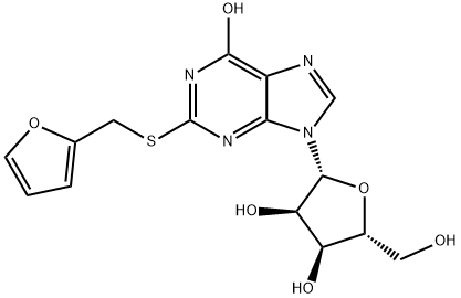 2-[2-(Furan-2-ylmethylsulfanyl)-6-hydroxy-purin-9-yl]-5-hydroxymethyl-tetrahydro-furan-3,4-diol Struktur