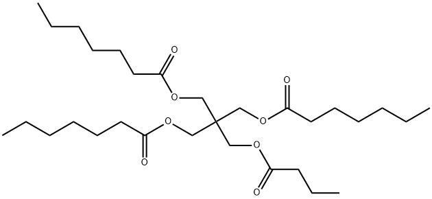 2-[(1-oxobutoxy)methyl]-2-[[(1-oxoheptyl)oxy]methyl]propane-1,3-diyl bisheptanoate Struktur