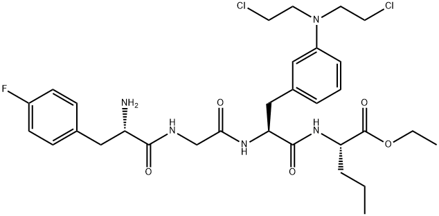 ethyl N-[3-[bis(2-chloroethyl)amino]-N-[N-(4-fluoro-3-phenyl-L-alanyl)glycyl]-3-phenyl-L-alanyl]-L-norvalinate Struktur